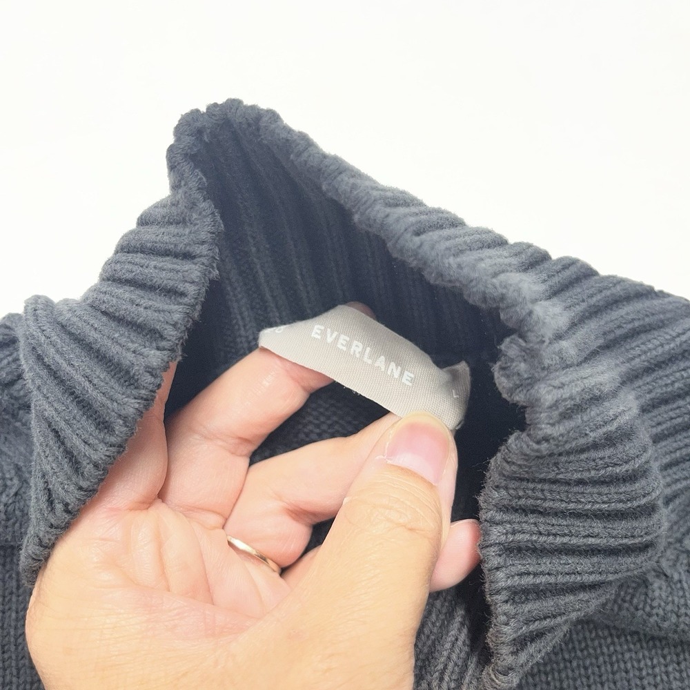 Everlane‎ Mock Neck Ribbed Sweater Womens Large Cotton Natural Fall Winter Cozy - Picture 3 of 7